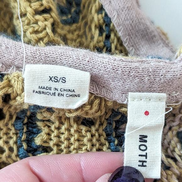 Anthropologie Tie Front Open Back Wrap Sweater Cardigan Festival Retro 70s XS/S - Picture 8 of 10